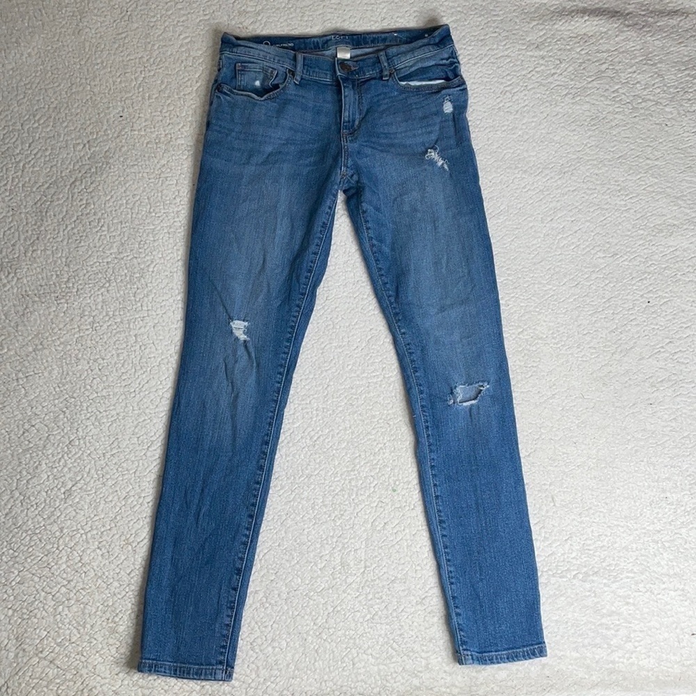 Loft Denim Jeans Girlfriend Stretch comfy Distressed Ripped Size 0 - Picture 2 of 7
